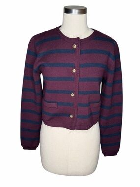 SCOTCH & SODA Blue Purple Striped Button Front Cardigan Sweater Women's Size S